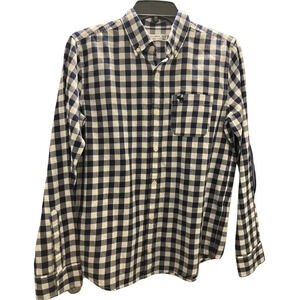 Abercrombie Kids Boys Shirt 15/16 Blue White Gingham Plaid Long Sleeve